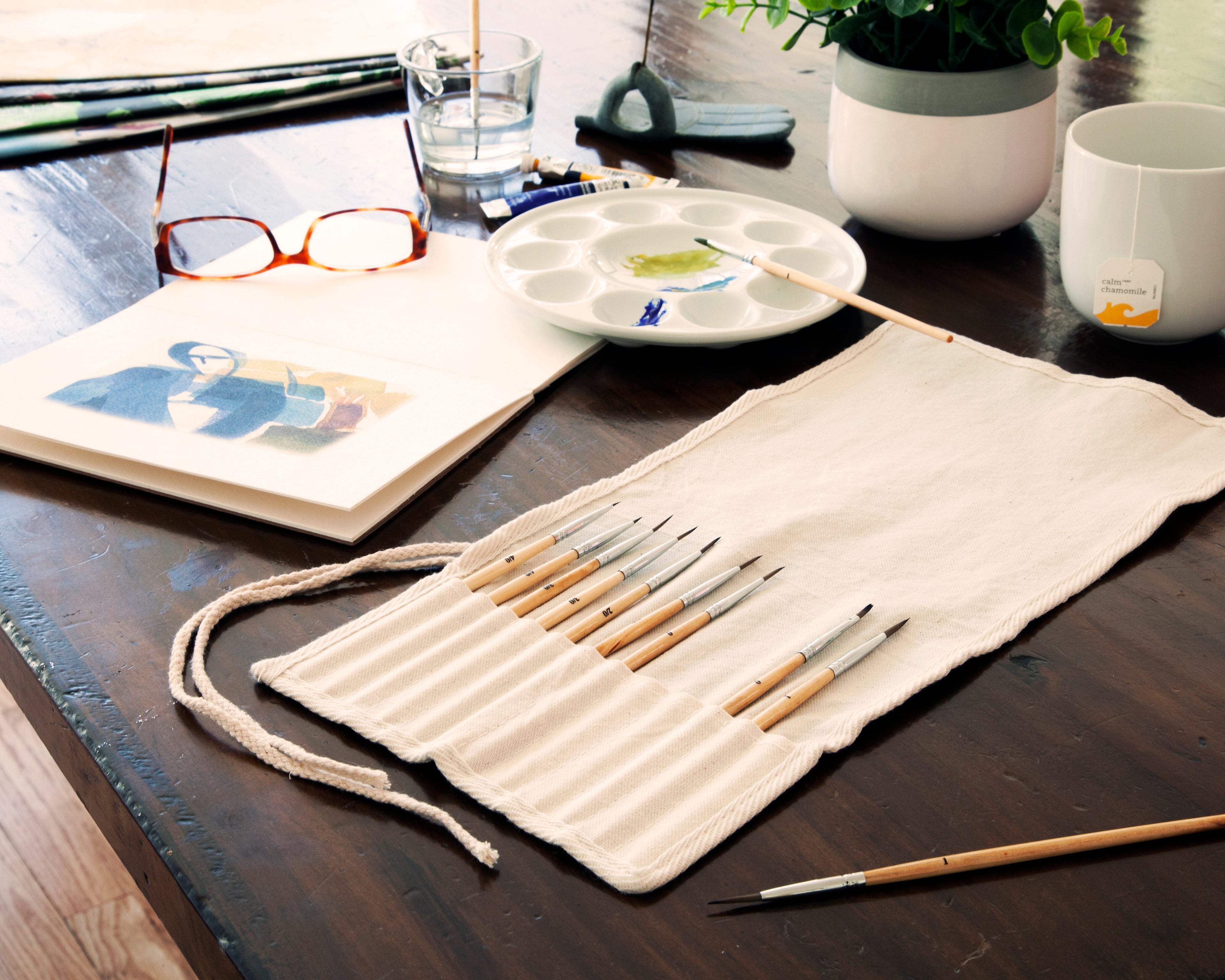 paint accessories on table